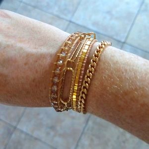 Victoria Emerson gold chain mini cuff bracelet